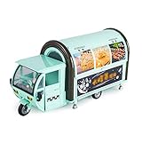 Xolye Simulation Mobilspeisewagen Modell 2 Farben Optional 01.20 Metall Tricycle Snackwagen Kinderspielzeugauto Kleines Mädchen-Spiel-Haus Offene Küche Spielzeug-Auto (Color : Grün)