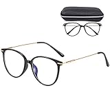 Venga amigos Computerbrille Blaulichtfilter Brille Ohne Stärke Anti-Müdigkeit Anti-Blaulicht UV-Schutz Retro Metallgestell Brillenfassung mit Brillenetuis und Brillenp