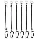 LIOOBO Angeln Lanyard Elastisch Sicherheitsseil Bootfahren Seile Angeln Sicherheit Draht Lanyard Fisch Werkzeuge Angelgerät 6 Stück (Schwarz)