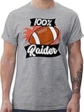 American Football Outfit Trikot - 100% Raider - Football - XXL - Grau meliert - Statement - L190 - Tshirt Herren und Männer T-S