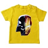 OKIWOKI Star Wars - Iron Man Lustiges Gelb Baby T-Shirt - Darth Vador, Iron Man und Daft Punk (Star Wars - Iron Man Parodie signiert Hochwertiges T-shirt in Größe 18 monate - Ref : 657)