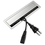 Gedotec Kabeldurchlass Schreibtisch Kabelführung eckig mit Bürstendichtung & Klapp-Deckel - PRO | Kabeldose 180 x 46 mm | Kabeldurchgang Aluminium silber | 1 Stück - Alu Kabeldose für Tisch & W