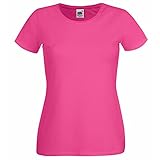 Fruit of the Loom Damen T-Shirt, Ss129m , Gr. L (Herstellergröße: 14), Rosa - Pink (Fuchsia)