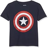 Marvel Jungen Captain America Shield T-Shirt, Marine, 9-10 Jahre (134/136 cm-XL)