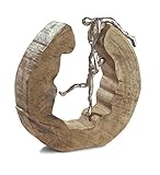 Moritz Skulptur Teamwork Teamarbeit Mangoholz/Alu Massive Mangoholz - Baumscheibe Handarbeit 29,5 x 28