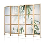 murando - Paravent XXL grüner Bambus Natur Zen Spa 225x171 cm 5-teilig einseitig eleganter Sichtschutz Raumteiler Trennwand Raumtrenner Holz Design Motiv Deko Home Office Japan b-B-0591