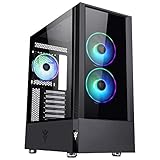 Itek, VERTIBRA Q210 - Gehäuse PC Gaming Middle Tower ATX, 3 x 12 cm Lüfter, RGB Addressable Funkfernbedienung, 2xUSB3, Side Panel Temp Glass (Seite aus gehärtetem Glas), schwarz, ITGCAVQ210