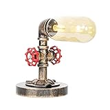 ZCCLCH Loft Stil Lampe Steampunk Industrie Vintage Style Lampstand, Wasserrohr, Tisch, Schreibtisch Licht-Standplatz, Alt Rustic Bronze Metal (Bronze)