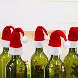 Hoothy Mini Weihnachtsmann Hut Weihnachtsdeko Bestecktasche Weihnachtsmütze Tischdeko Weinflaschenverschluss Tasche Schneider Gabeln Abdeckungen Tasche für Küchenparty Home D