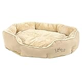 Dehner Hunde- und Katzenbett Sammy, oval, ca. 70 x 65 x 14 cm, Polyester, beig
