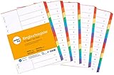 perfect line 5er Pack 12-teiliges DIN-A4 Register farbig (5x12), 22,3 x 29,7 cm, mit Deckblatt, Farb-Trenner aus Karton in 6 Farben, 160 g, perfekte Trenn-Blätter für die Ordner-Organisation im Bü