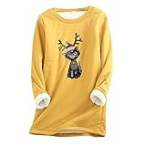 Warm Winter Fleece Thermounterwäsche Oberteile Damen Weihnachten Thermoshirt Neujahr Langarm Kompressionsshirt PlüschFunktionsshirt Atmungsaktiv Thermounterhemd Sportshirt für Ski Running Fitness Gy