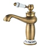 kisimixer wasserhahn retro bronze,waschtischarmatur für bad waschbecken armatur einhebelmischer waschtisch (Antikes Messing)