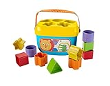 Fisher-Price FFC84 - Babys Erste Bausteine Baby Spielzeug Formensortierspiel mit Spielwürfeln und Eimer zum Verstauen, Babyspielzeug ab 6 M