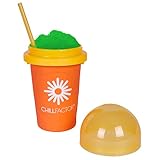 Slushy Maker Chillfactor Magic Freez | Slush Ice Becher mit Strohhalmlöffel | Eisbecher Glas Alternative für Eis selber machen | Slush Ice Maker (Orange)