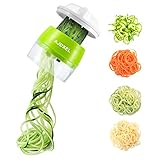 AJOXEL Spiralschneider Gemüse Julienneschneider 4 in 1 Zoodle Maker Zucchini Spaghetti Schneider, Gemüse Spiralschneider, Zuchini Spiralschneider, Spiralizer für Zucchini, Gurke, Karotte (MEHRWEG)
