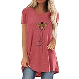 Casual Shirt Damen Oversize Shirt Damen Sommer Chiffon Blusen Damen Tshirts blouseOberteile Damen Damen Tshirt Baumwolle Damenshirt Kurzarm Sommer Frauen Tshirt Kurzarm Top Damen D