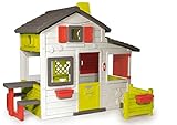 Smoby – Friends House - Spielhaus für Kinder für drinnen und draußen, mit Sitzbank, Türklingel, Fenstern. Gartenhaus für Jungen und Mädchen ab 2 J