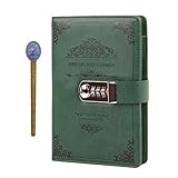 Notizbuch Tagebuch mit Passwort PU Leder Notebook Diary Book mit Schloss DIN A5 Notizblock Journal Reisetagebuch mit Zahlenschloss, 100 B