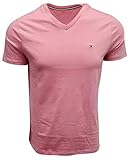 Tommy Hilfiger Herren V-Neck Classic Fit Logo T-Shirt - Pink - Groß
