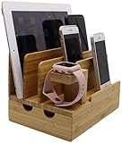 Router-Rack Regale Ladestation Multi Device Organizer, große Kapazität Desktop-Kabel- Organizer mit Smartphones iPhone iPad und Tablets- dauerhaft und umweltfreundlich(Naturbambus) Server-Rack