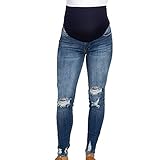 Pasto Schwangerschaftshosen Damen Umstandshose Schwangere Jeanshosen Hohe Taille Umstandsmode Hose Mode Stretch Umstandsjeans mit Bauchband Leggings Denim Mutterschaft H