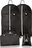 FiRiO® 2 x Kleidersack Anzug mit Tragegriff [Note SEHR GUT] - Premium Kleiderhüllen mit Reißverschluss für Hemd & Kleid - Atmungsaktive Anzugtasche Kleidertasche Business für Reise & Aufbewahrung