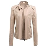 GFGHH Damen Kunstlederjacke Jacke Tailliert Taille Biker Style Motorradjacke Bikerjacke Übergangsjacke Ladies Oberbekleidung Frauen PU Lederjacke Leather Jacket Fashion Retro Winddicht Warm Verdick