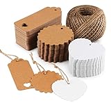 Geschenk Anhänger 301stk. mit Juteschnur 60m Absofine Geschenkanhänger Kraftpapier Etiketten Tags Anhängeschilder Eintrittsk