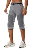 TACVASEN 3/4 Shorts Herren Outdoor Hose Sommer Kurz Cargohose Männer Sommerhose Leicht Wanderhose Klettern Radhose Bermuda Shorts Schnelltrocknend Trekkinghose Dreiviertel Sporthose Hellg