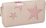 styleBREAKER Geldbörse mit Stern Cutout Muster und Ziernaht, umlaufender Reißverschluss, Portemonnaie, Damen 02040037, Farbe:Creme/S
