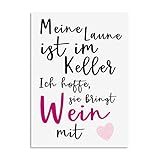 Postkarte Meine Laune ist im Keller WEIN Postkarte Motivationskarte lustig Sprüche Postkarte Wein Geschenk Mädelsab