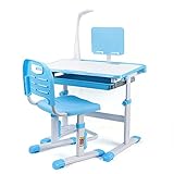 Schreibtisch Kinderschreibtisch Jugendschreibtisch Verstellbar Schublade höhenverstellbar mit Stuhl + Lamp