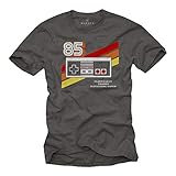 Nerd T-Shirt für Männer - Vintage Game Controller - Oldschool Gamer Herren Grau XXXXL