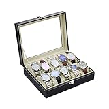 shiqi Pu.Uhrenbox 10 Grids Watch Halter Organizer Aufbewahrungsbox Fit for Quarzuhren Schmuck Ringe Makeup Storag Boxen (Color : 25.5X20X7.5CM)