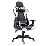 CARO-Möbel Gaming Drehstuhl schwarz/weiß Bürostuhl Racer Chefsessel Schreibtischstuhl, höhenverstellbar, Wippmechanik