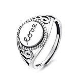 Aotiwe Verstellbarer Ring Silber 925, Ring Modeschmuck Hohler Kreis mit Schlossanhänger Einstellbar M