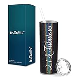 21 & fabelhaftes Geburtstagsparty-Geschenk auf schwarzem Glitzer-Dekorationen, 590 ml, Edelstahl, schmaler B