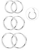 Milacolato 3 Paar 925 Sterling Silber Poliert Endlos Creolen für Männer Frauen 13mm / 15mm / 18