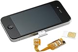 Callstel Apple Dual-SIM Adapter: Dual-SIM-Adapter iPhone 4/4s mit Slot für zweite SIM-Karte (Dualsim-Adapter für iPhone 4)