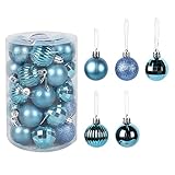 Bunte Weihnachtskugeln, Christbaumschmuck, Christbaumkugeln, Dekoration, Neujahrsgeschenk, Eisblau, 34 Stück
