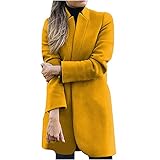 KOG Damen Mantel Elegant Dünn Cardigan Stehkragen Elegante Übergangsjacke Langarm Jacke Trenchcoat Damen Cardigan Lang Mantel Jacke Einfarbig Tops Coat Open Front Sweater Outwear Blazer Büro B