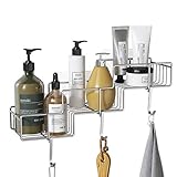 FANHAO Duschkörb Ablage mit Haken für Duschgel Shampoo Dusch Caddy Badregal Wandablage Selbstklebend Duschkorbe Ohne Bohren, E