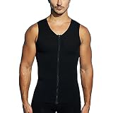 G&F Männer Brüste Verstecken T-Shirt Gynäkomastie Körperformer Flacher Bauch Abnehmen Shapewear (Color : Black, Size : XXL)