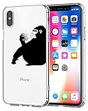 Alsoar ersatz für iPhone X Hülle, iPhone X Handyhülle,Transparent Weiche Silikon [Ultradünn] Bumper Clear TPU Kratzfest Stoßfeste Schwarze Katze Schutzhülle Case für iPhone 10 (Orang-Utan)