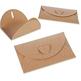 lovingmona 50 Stück Kraftpapier Umschläge 17.5 x 11cm Großbrief Briefumschläge mit Herz Verschluss für Grußkarten Weihnachten Valentinstag Geschenkk