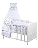 Julius Zöllner 5210314240 Bettset für Baby- und Kinderbetten, 3-teilig inklusiv Nestchen, Himmel und Bettwäsche 100x135 + 40x60 cm, 100% Baumwolle, Made in Germany, Schmusebär, mehrfarbig, 1560 g