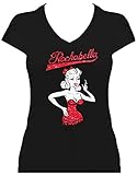 BlingelingShirts Damen Shirt Rockabilly Girl Glitzer zweifarbig mit Rockabella Schriftzug, T-Shirt, Grösse XXL, schw