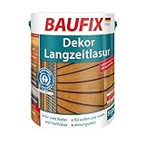 BAUFIX Dekor-Langzeitlasur, Holzschutzlasur teak, 5 Liter, atmungsaktive Holzschutzlasur für außen und innen, für alle Nadel- und Harthölzer, witterungsbeständig, UV-beständig