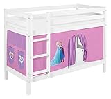 Lilokids Etagenbett JELLE TÜV & GS geprüft 90 x 190 cm Eiskönigin Frozen Anna & ELSA Lila - Spielbett weiß - mit Vorhang und L